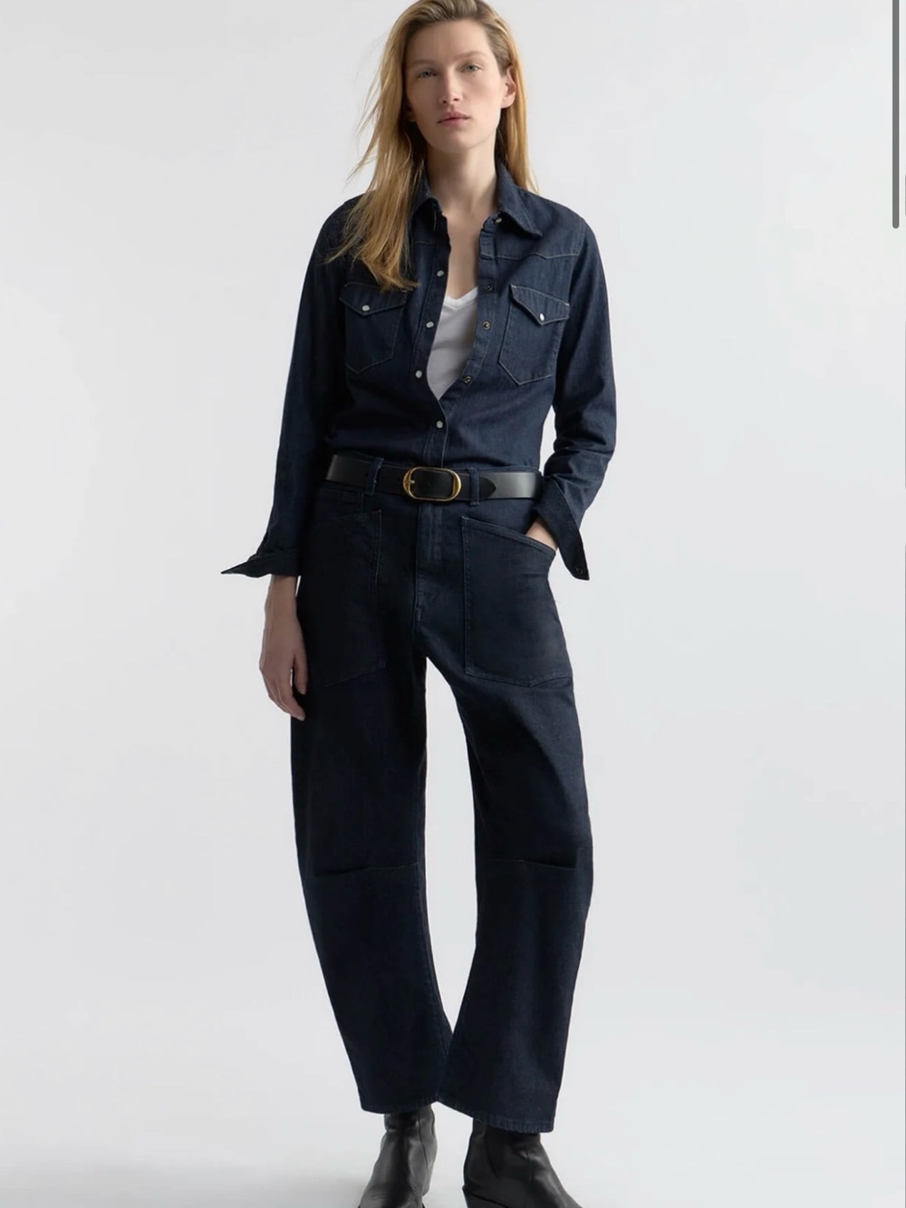 Nili lotan shon jean 32 indigo wash barrel crop $410
